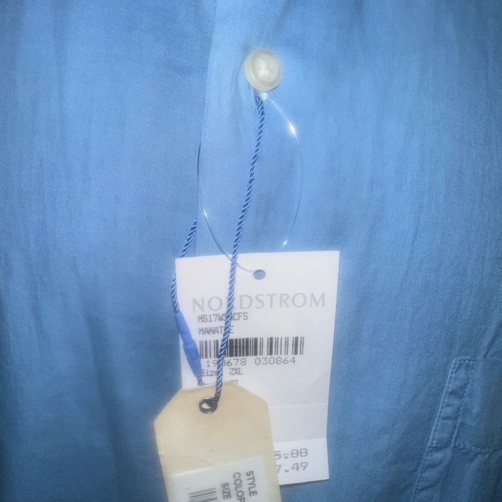 New Men’s Peter Millar Light Blue Size XXL Seaside Collection Button Front Shirt - Picture 4 of 6
